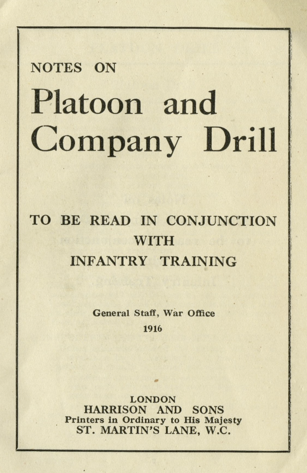 Notes on Platoon and Company Drill Wartime Canada